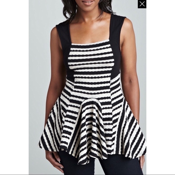 FREE PEOPLE Sedwick Striped Peplum Top Size S - Picture 2 of 6